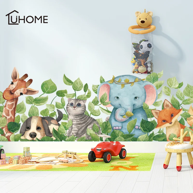 

Cute Cartoon Cat Fox Elephant Cute Animal Wall Sticker for Kids Rooms Wall Decoration Nursery Kindergarten Baby Room Home Decor
