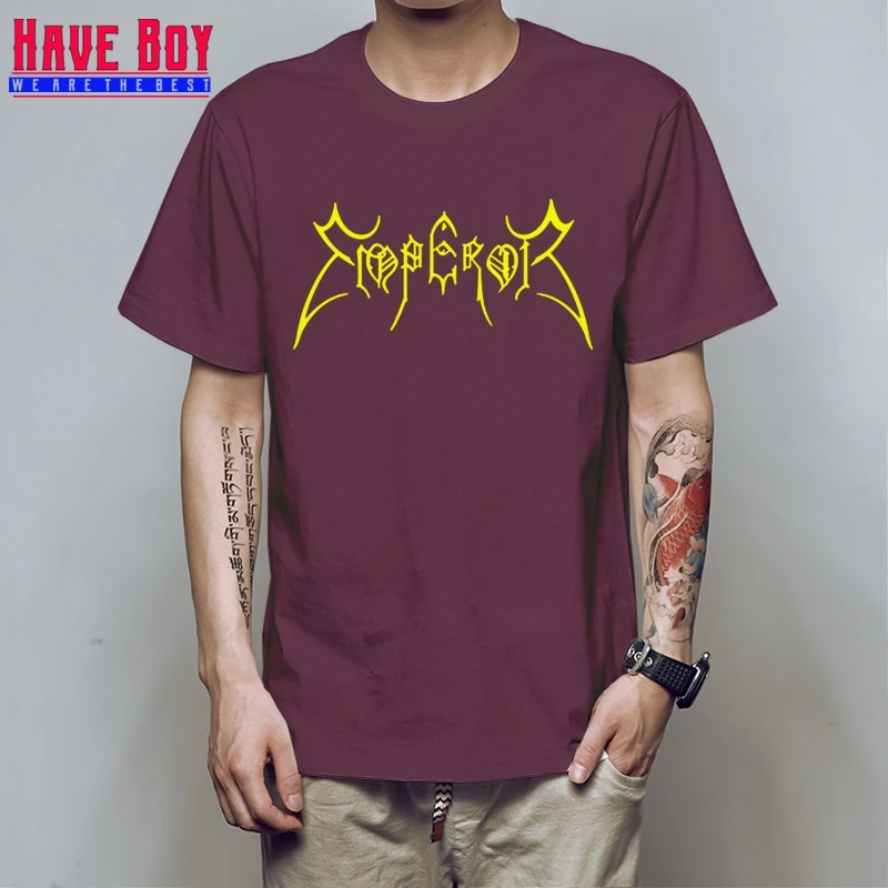 Мужские футболки с надписью HAVE BOY Emperor, Модная хлопковая футболка с черным металлом, Мужская футболка с коротким рукавом в стиле Rock Samoth, топ HB383