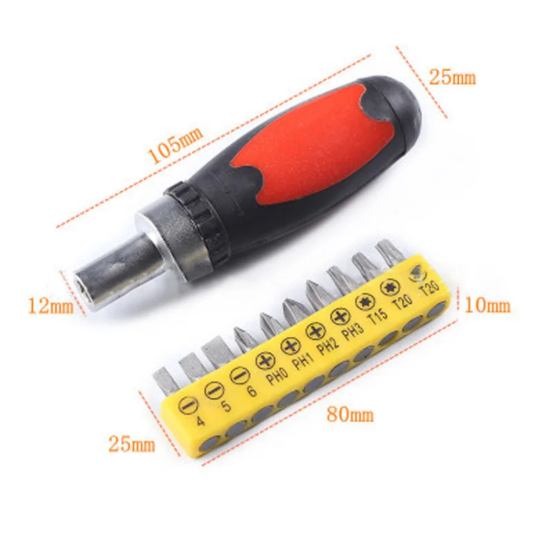 Быстрая замена Сверла Набор бит Магнитная отвертка 10 шт + красный хвостовик