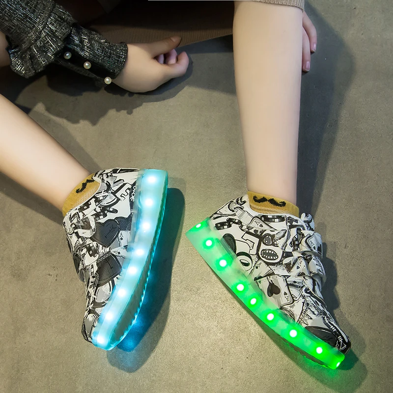 USB Charger children led shoes for Boy&ampGirl glowing sneakers Kids Light Up slippers Casual Luminous Sneakers | Детская одежда и