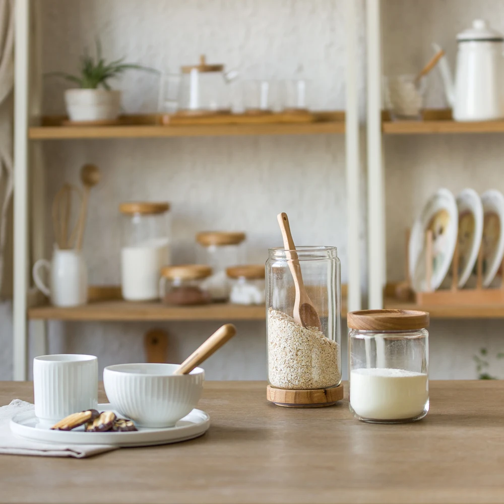 Стеклянная банка для специй в японском стиле Zakka кухонные банки печенья