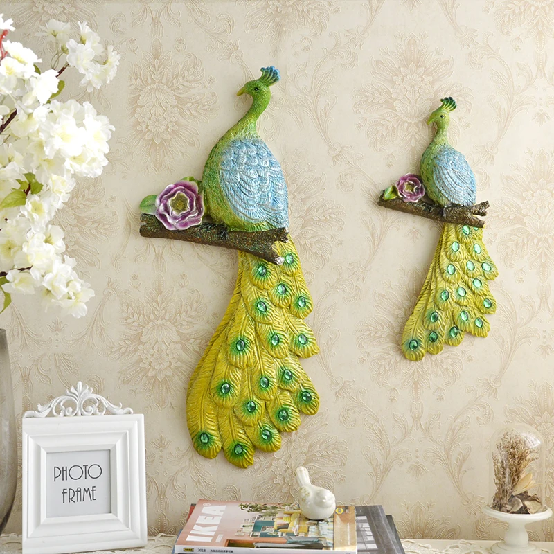 

Pastoral resin Peacock decorative wall decoration creative home living room wall decorations animal wall hangings