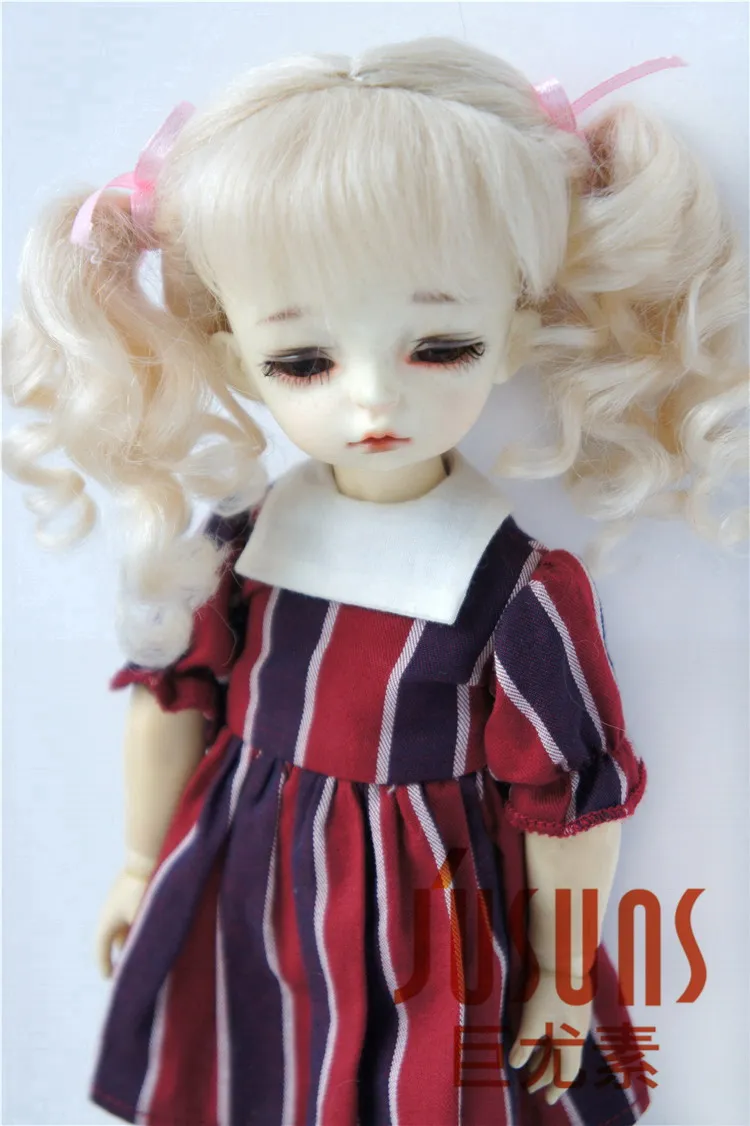 6-7inch Blond JD428 1/8 1/6 1/4 милые два пони мохер куклы парики Размер 5-6 дюймов 6-7 дюймов 7-8 дюймов, парик для куклы Модные аксессуары для кукол - Цвет: 6-7inch Blond