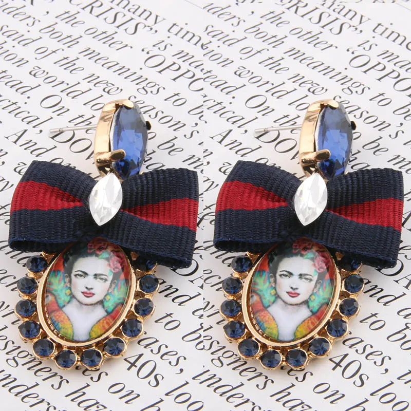 Висячие серьги NeeFu WoFu с кристаллами большие овальной формы длинные