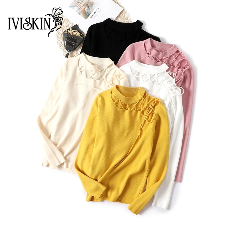 Выдалбливают свитер Для женщин пуловер вязаный джемпер с длинным рукавом