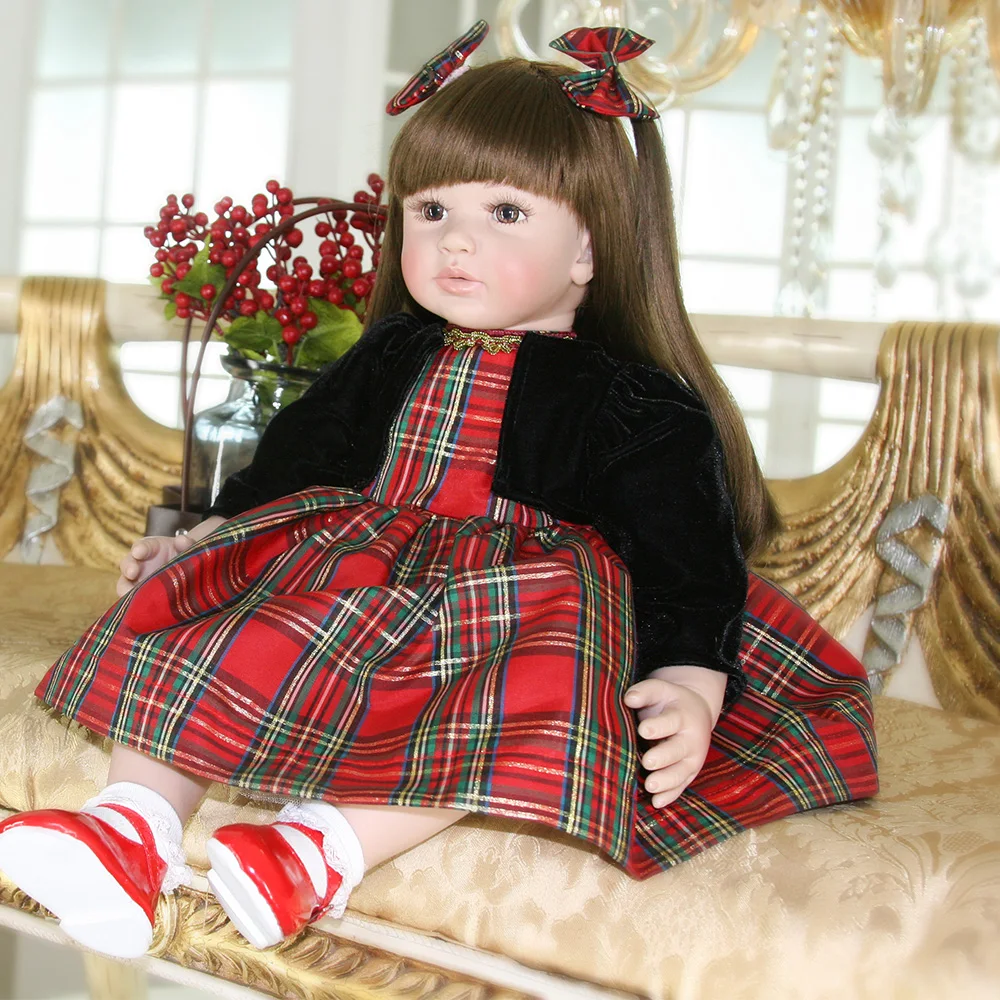 DollMai bebes reborn длинные волосы принцесса малыш девочка силиконовые baby куклы 24 &quot60 см