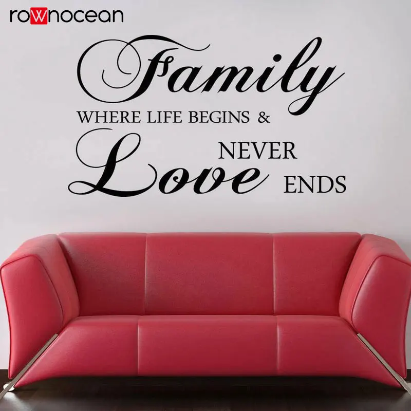 

Family Quote Wall Sticker Vinyl Art Home Decor Living Room Bedroom Where Life Begins Love Never Ends Decal Removable Mural 3Q31