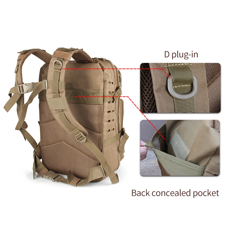 

45L Men Military Backpack 3P Nylon Tactical Rucksack Hiking Hunting Camping Bag Mountaineering Trekking Mochila Sport XA841WA