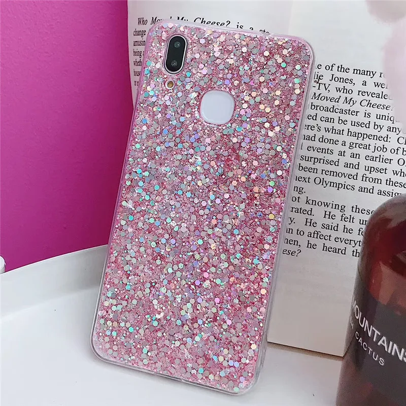 Блеск порошок блестки мягкий чехол для samsung Galaxy S10 Lite plus M10 A20 A30 A40 A50 A70 J4 J6 A7 A6 A8 A9S fundas чехол