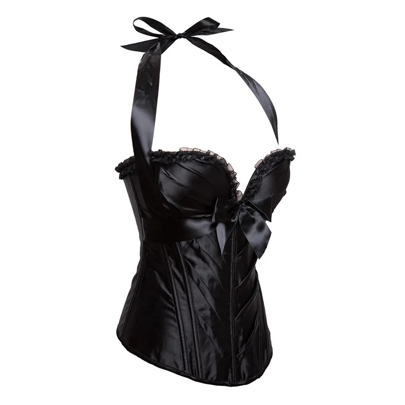 Plus Size 5 Colors Halter Tight Bow Front Corset Sexy Steampunk Bustiers And Gothic Waist Trainer Women Corselet S-2XL | Женская одежда