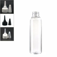 120ml 4oz empty cosmo round plastic bottle clear pet bottle with blackwhitetransparent twist top caps pointed mouth top cap
