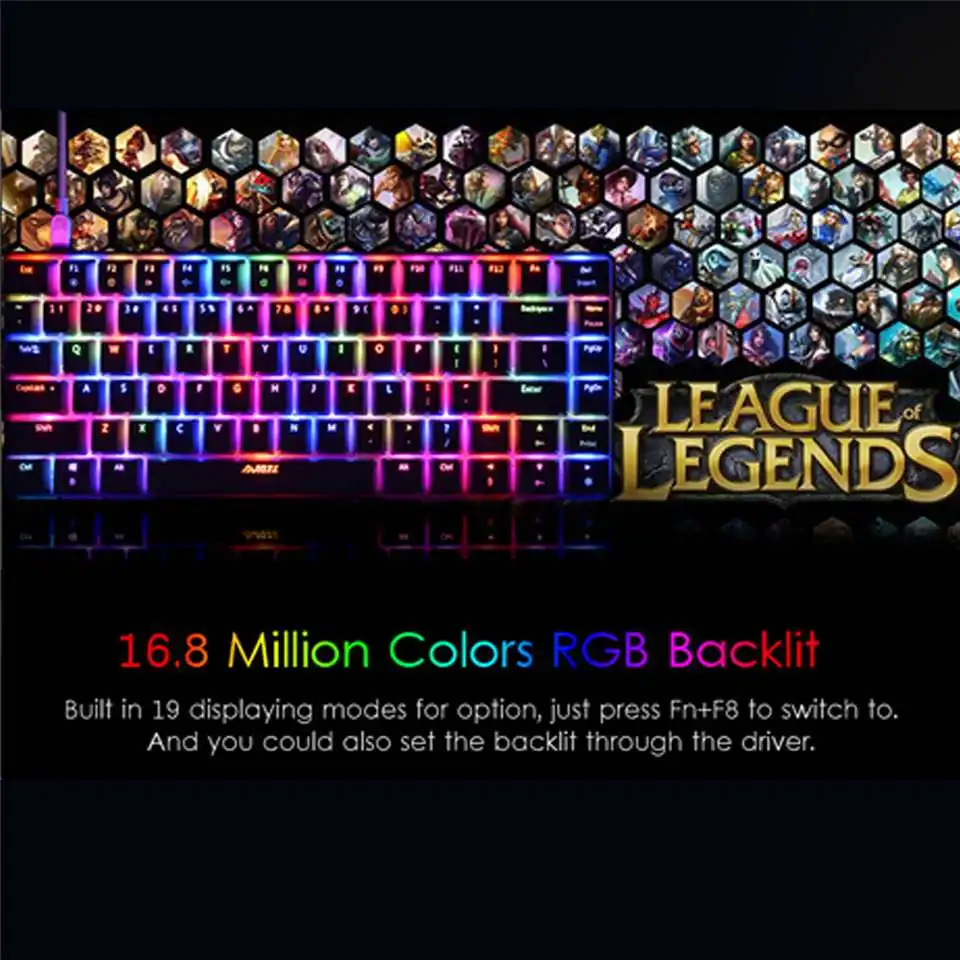 AJazz AK33 82 клавиши RGB с подсветкой Съемная USB Проводная Механическая игровая клавиатура черный переключатель Синий переключатель