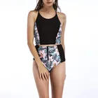 AINDAV Цветочный принт кроп Топ бикини комплект Для женщин бразильский Высокая Талия Бикини плавки ванный комплект купальники, Ретро стиль, в цветочек, купальник