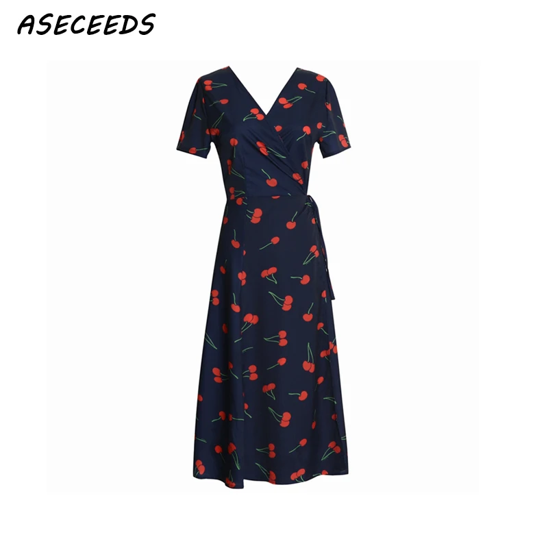 2019 летние винтажные платья с цветочным принтом женские милые поясом и v образным