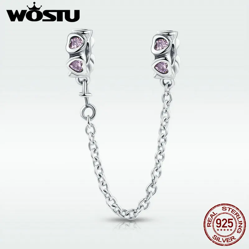 WOSTU, натуральная 925 пробы, серебро, Элегантное сердце, животный бисер, подходит для оригинального браслета, для женщин, модное ювелирное изделие, подарок SCC562