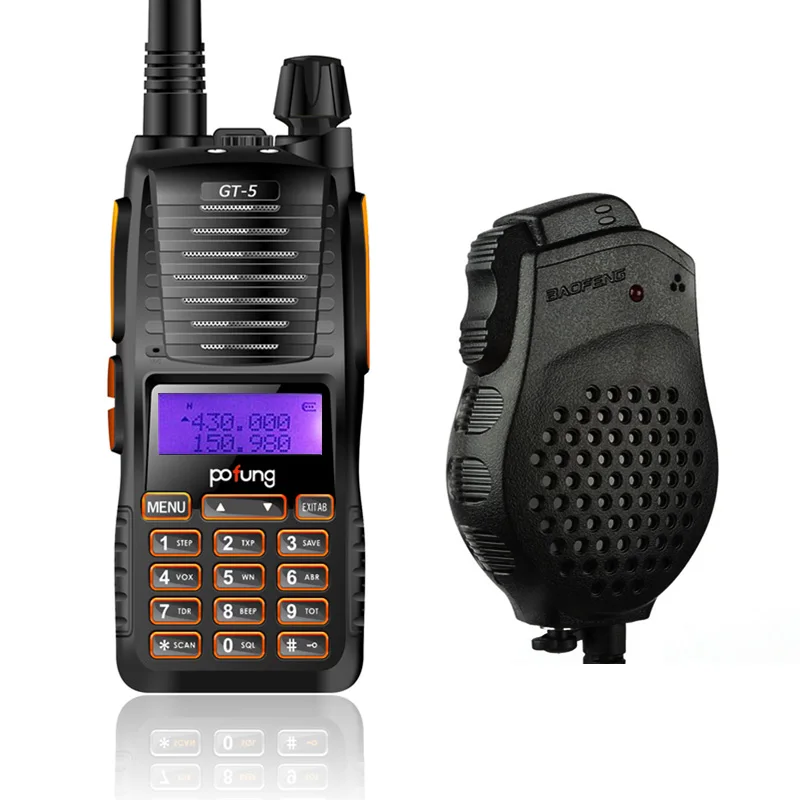 Baofeng GT 5 VHF/UHF 136 174/400 520 MHz двухдиапазонный FM Ham двухсторонняя Радио рация с двойным PTT