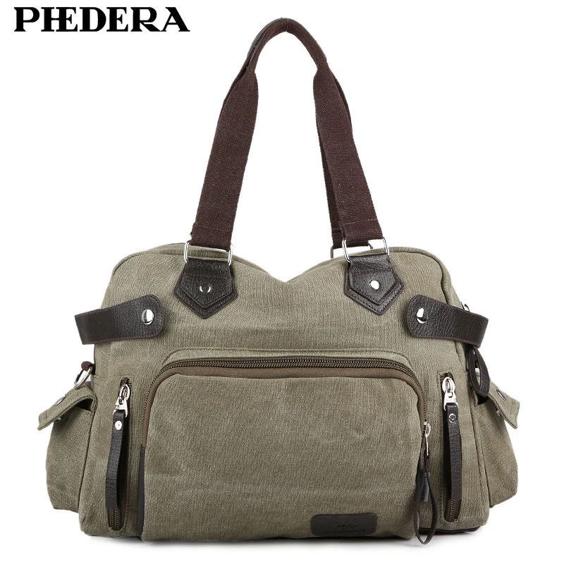 PHEDERA высокое качество холщовая мужская дорожная сумка Повседневная Ретро