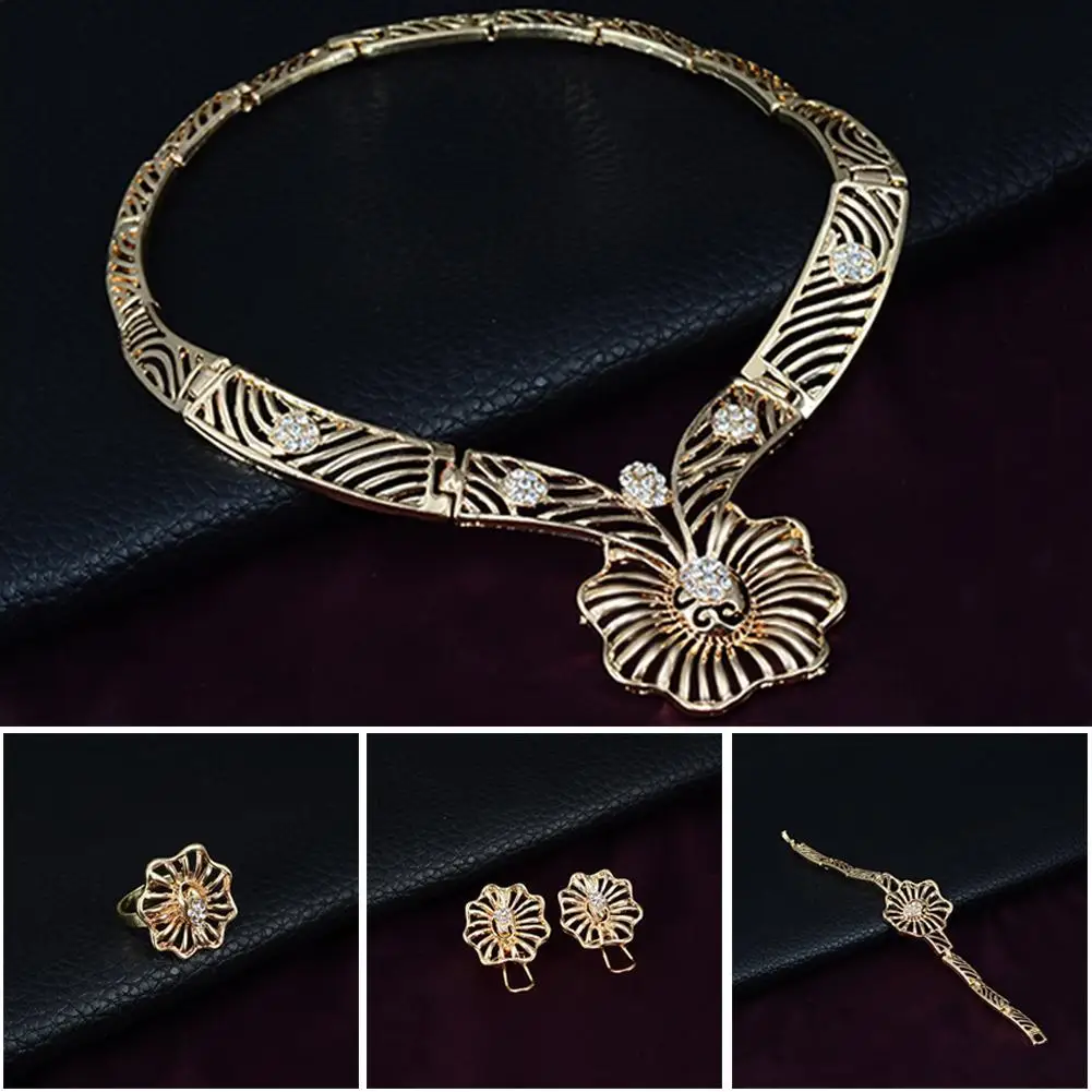 Valentine's Day Chunky European Jewelry Pendant Austrian Crystal Necklace Bracelet Ring Earrings 4PCs Set | Украшения и