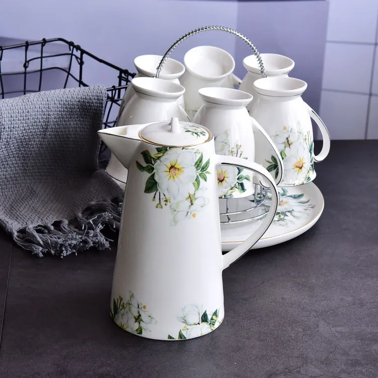 7 комплектов костяного фарфора чайные наборы деревянный хлопок чайников
