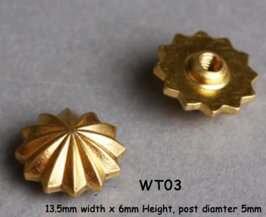 WT03-13mm WUTA кожевенное ремесло латунь винт заклепки Шпильки Хризантема узор Кнопка украшение для DIY седло ремень кошелек сумки 2or5 шт/уп - Цвет: WT03-13mm