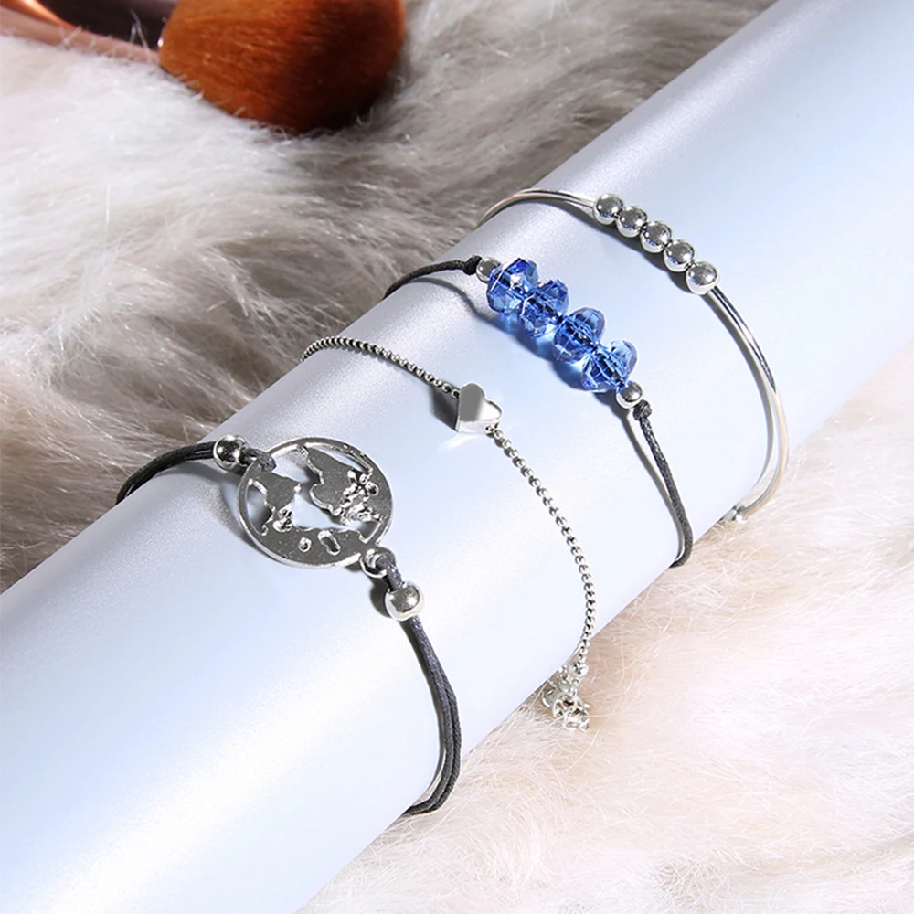 4 шт./компл. женские модные хрустальные бусины Геометрия карты земли открытый