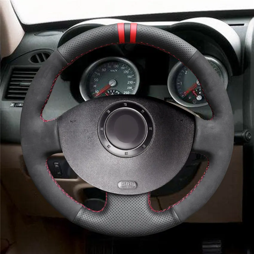 Syle-03 MEWANT черная натуральная кожа черная замша чехол на руль для Renault Megane 2 2003-2008 Kangoo 2008-2012 Scenic 2 2003-2009 - Название цвета: Syle-03