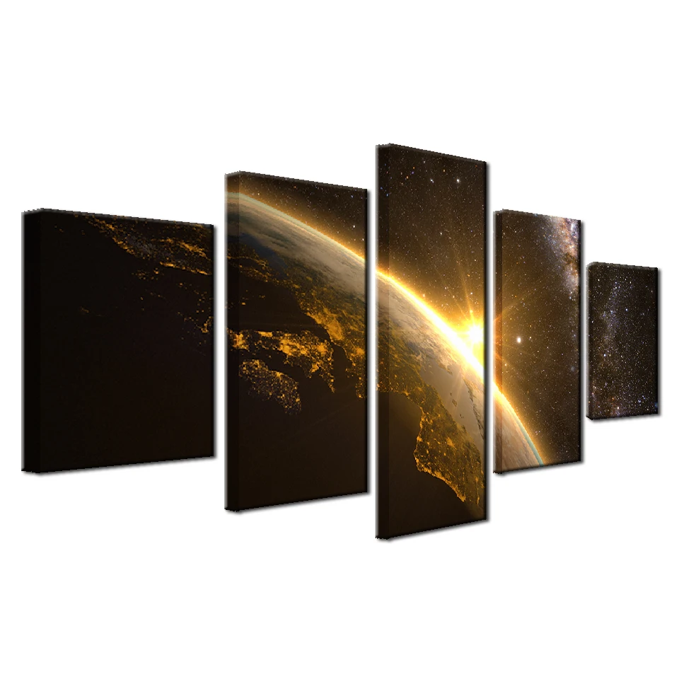

Canvas Paintings Wall Art HD Prints Framework 5 Pieces Planet Earth Pictures Universe Space Light Posters Living Room Home Decor