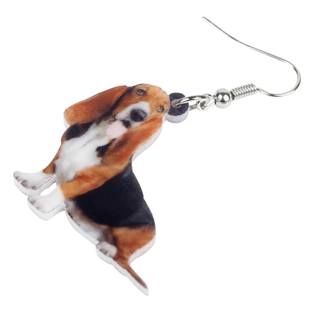 Bonsny Statement Acrylic Cartoon Basset Hound Dog Earrings Dangle Drop Novelty Animal Jewelry For Women Girls Gift Accessories | Украшения