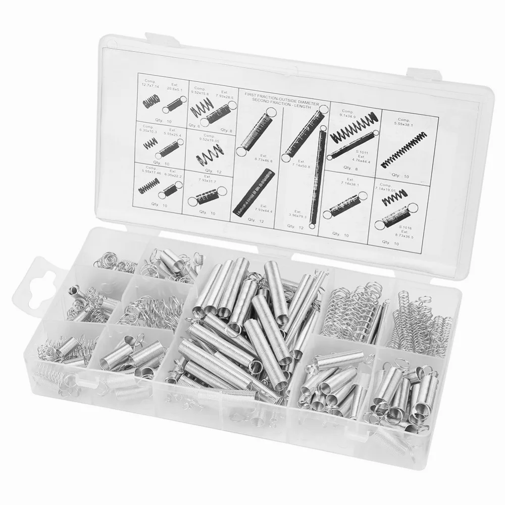 

200pcs/Set 20 Sizes Carbon Steel Compression Extension Springs Assortment Kit with Box