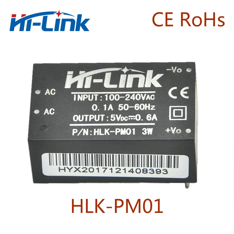 

Free shipping 5pcs HLK-PM01 AC-DC 220V to 5V Step-Down Power Supply Module Intelligent Household Switching AC DC converter