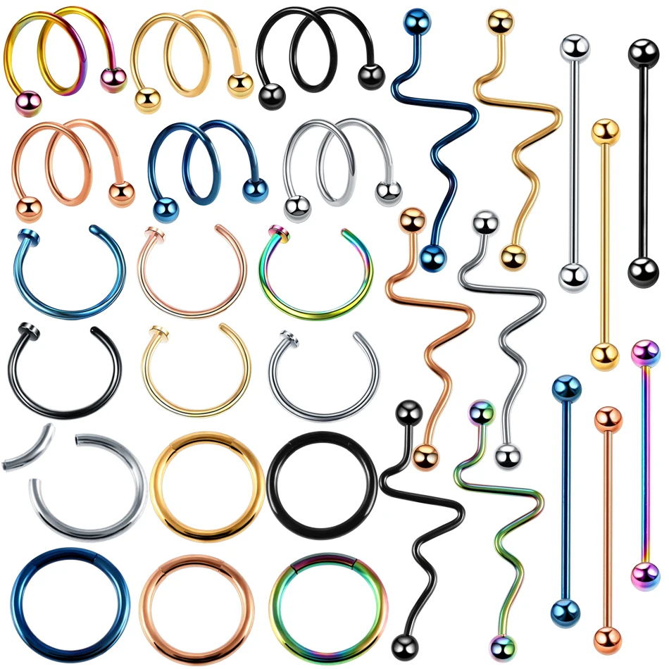 6 шт./лот стальные кольца для пирсинга Orelha и хрящевых носов промышленные ноздрей