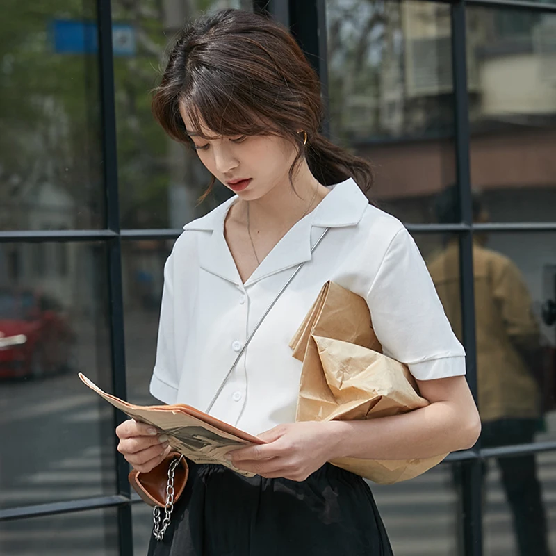 Женская рубашка с отложным воротником летняя шифоновая повседневная 2019|Блузки| |