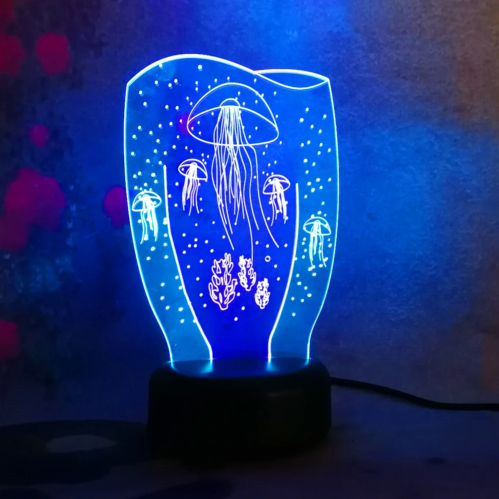 Luminaria Красочные Медузы 3D видения ночник настольная лампа 7 цветов Изменение xmas