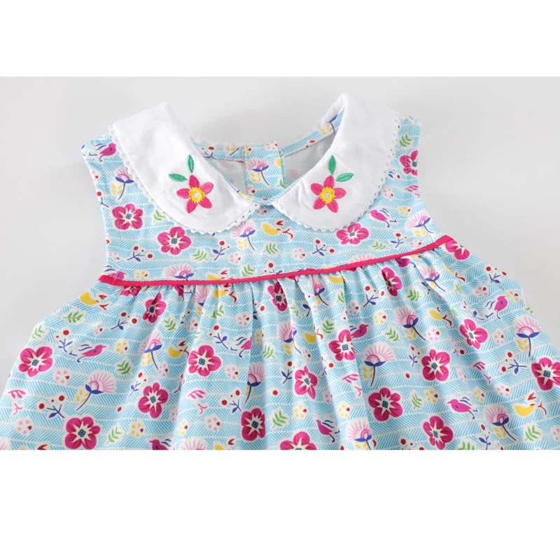 2018 Летний Новый Маленькая девочка цветочные платье хлопок Прямо цветок девочки