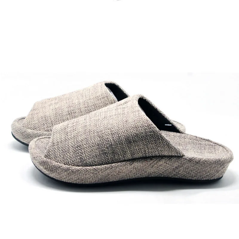 Light Grey Jron/мужские тапочки с открытым носком; сезон весна-осень однотонные тапочки в сдержанном стиле; Бытовая ткань; водонепроницаемые Нескользящие домашние тапочки - Цвет: Light Grey