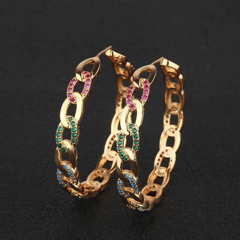 2019 New Gold Black Copper White AAA Cubic Zirconia Big Round Earrings Fashion Female Party Gift For Womens jewelry|Серьги-кольца| |