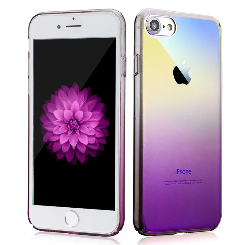 Luxury Ultra Slim Gradient Color Phone Case For iPhone 7 8 6 S 6S Plus Clear Shockproof Hard Back Cover X 7Plus Coque |
