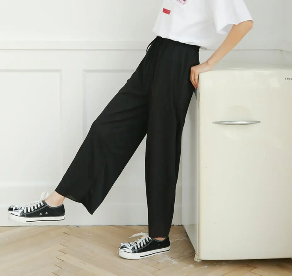 820 # весенние брюки для девочек летние трикотажные широкие из вискозы женские