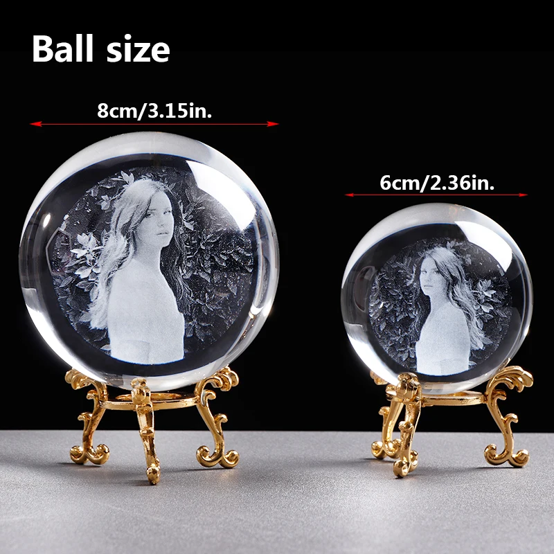 Custom Engraved Crystal Photo Ball Wedding Souvenir Picture Frame Gift for Family image 5