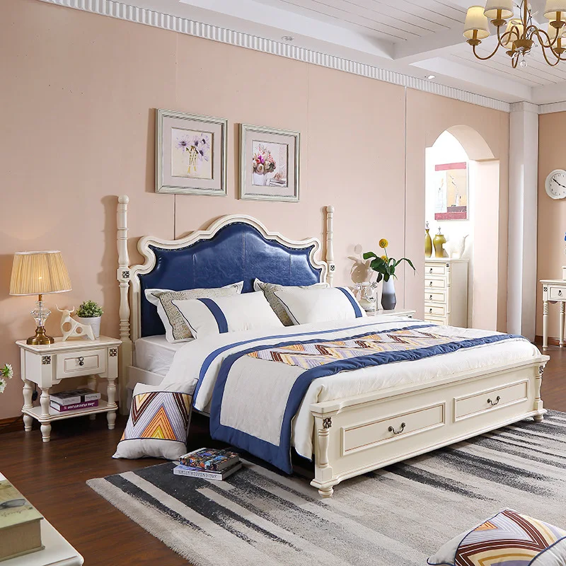 2019 простая европесветильник Роскошная стильная кровать из натуральной кожи