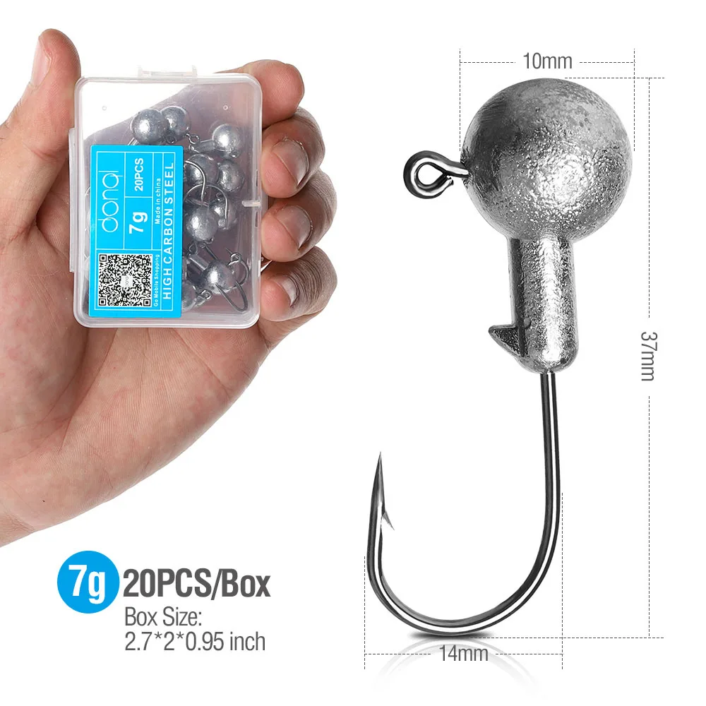10pcs 7g DONQL 20 шт./компл. свинцовая головка рыболовный крючок для Мягкая приманка в виде червей кривошипный джиг рыболовный крючок 1 г-20 г колючая Одиночная карп рыболовные крючки Снасть - Цвет: 10pcs 7g