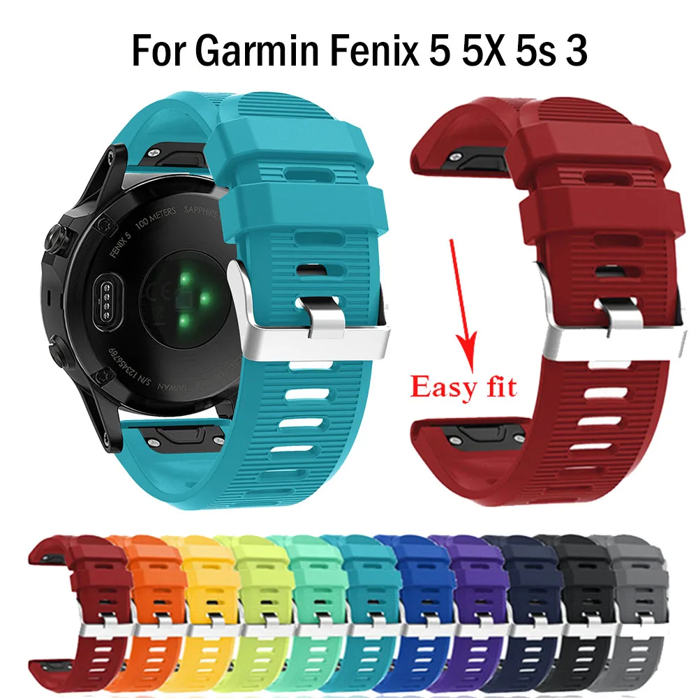 Ремешок для часов 26 22 20 мм Garmin Fenix 6 6S 6X Pro 5X 5 3 HR быстросъемный силиконовый ремешок