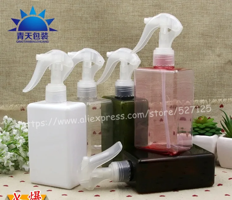 300 мл Красивая Цвета квадратный ПЭТ пульверизатор с прозрачными распылитель