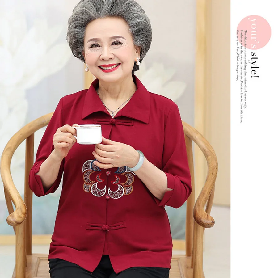 Женская рубашка среднего возраста в китайском стиле свободный костюм для мамы и