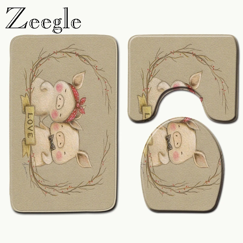 Коврик для ванной Zeegle с 3D принтом Быстросохнущий коврик из микрофибры крышкой