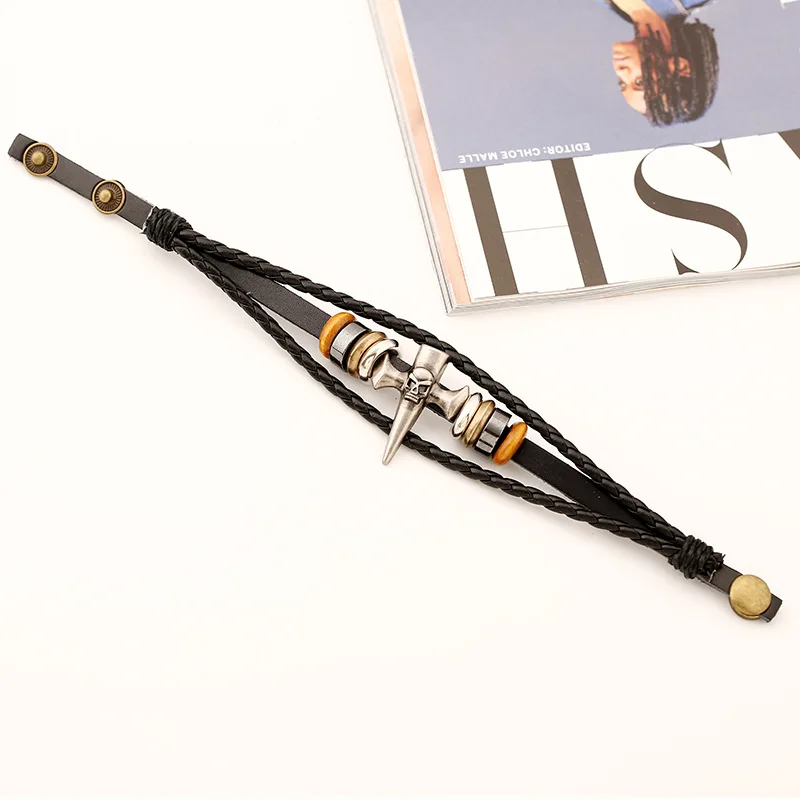 Браслет в стиле панк-рок с черепом для мужчин и женщин ювелирное изделие шипами