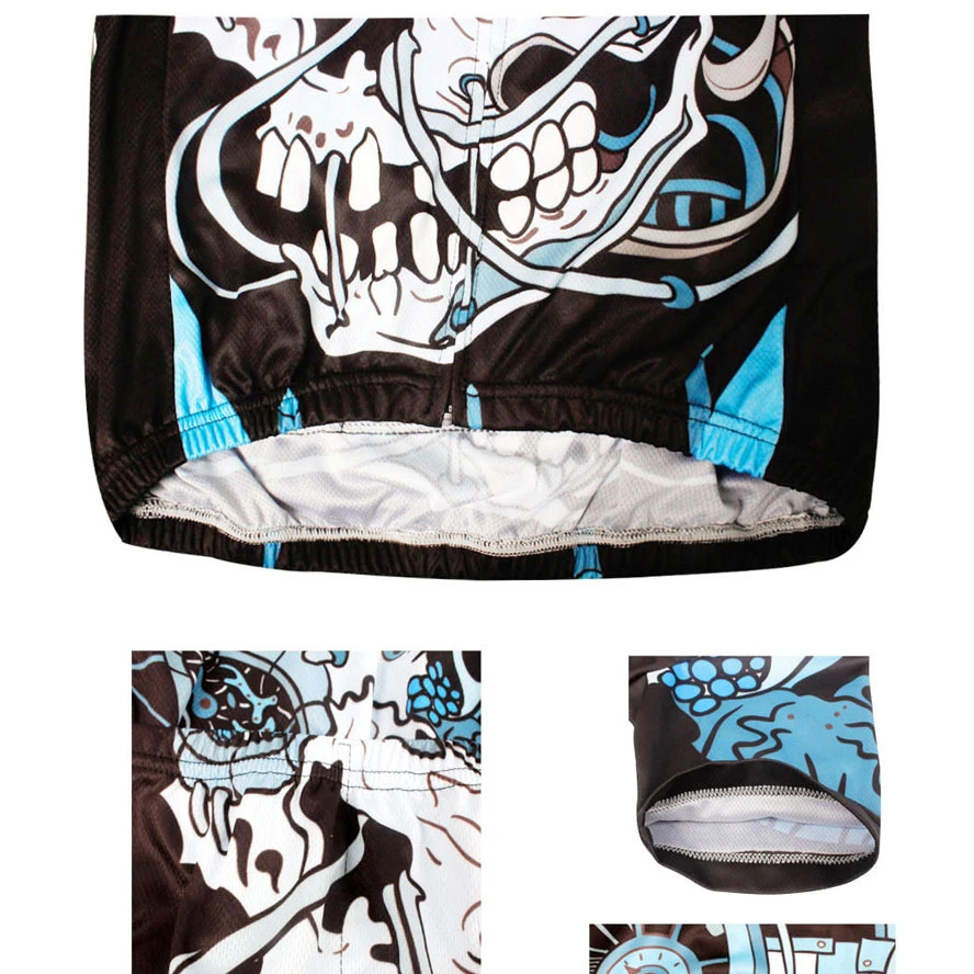 Череп прохладный мужские Cyling с длинным Майки для УФ-защитой Велосипедный Спорт