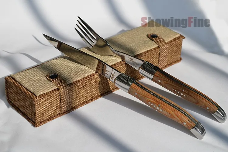 Похожие Laguiole обеденный из нержавеющей стали нож и вилка с Layerwood ручкой 420 нержавеющая 1 нож и 1 вилка в коробка ручной работы