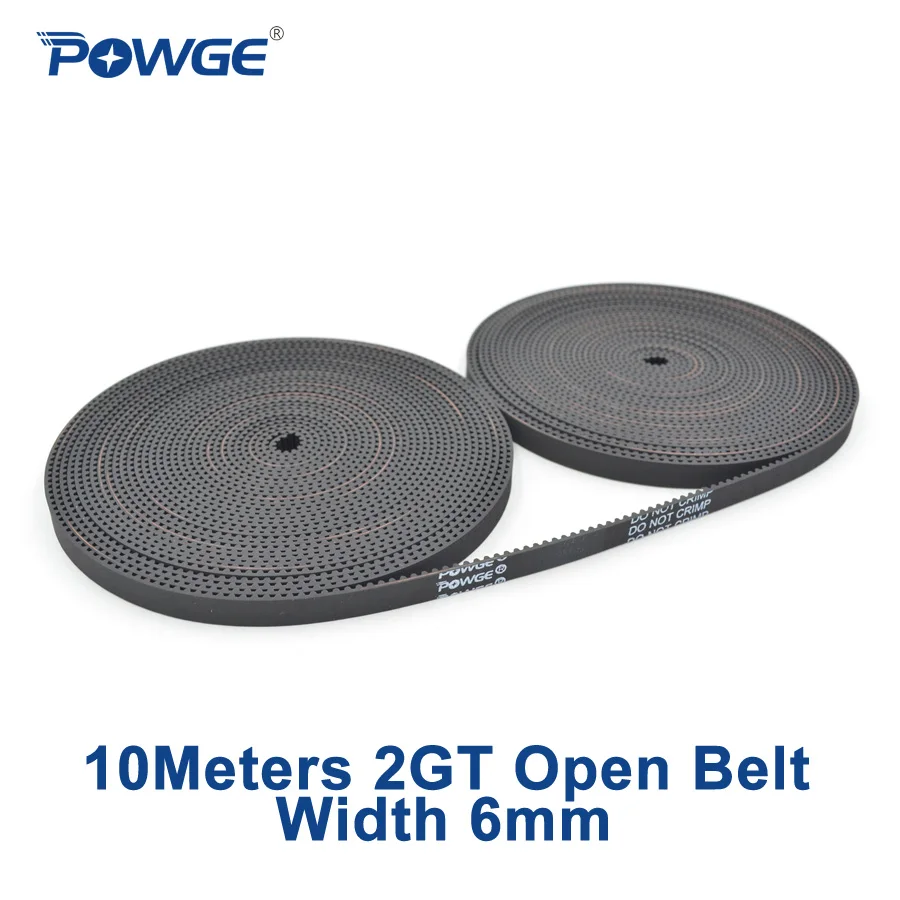 POWGE 2MGT 2M 2GT GT2 открытый синхронный зубчатый ремень 2M-6 2GT-6 ширина 6 мм Резиновый небольшой люфт линейного движения 3D принтер 10 метров