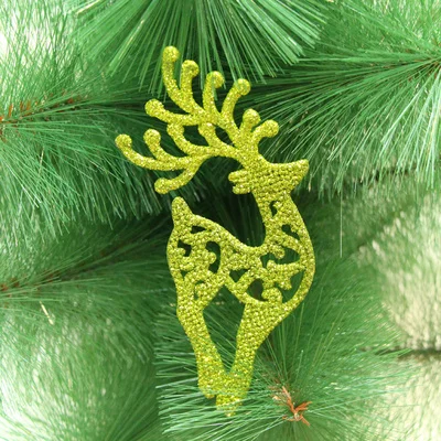 GREEN 1 шт., золотой порошок, 14,5 см X 6,5 см, цветные рога сливы, рождественские украшения, животные X-max, подвесные украшения на дерево, вечерние украшения, подарок - Цвет: GREEN
